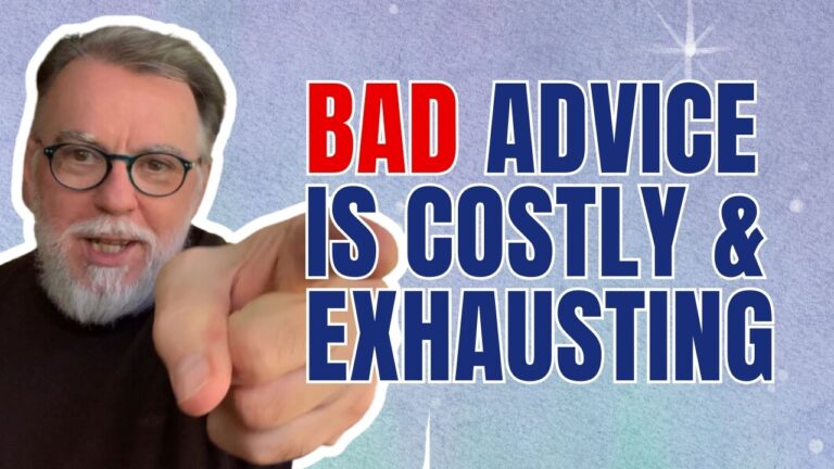 YOUTUBE THUMBNAIL with Trevor and the caption BAD ADVICE IS COSTLY AND EXHAUSTING